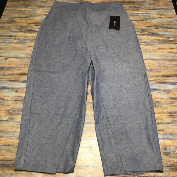 Zara Basics Collection Pants Overlap Wrap Front Blue Womens Size M S - Picture 7 of 10